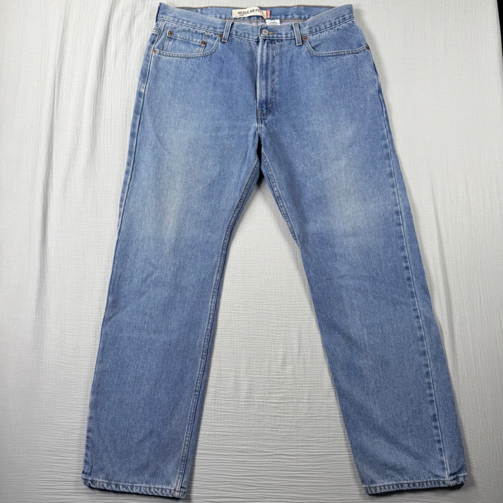 Levis 505 Jeans Men 38x34 (38x32) Regular Fit Light Wash Denim Y2K Gorpcore READ - Picture 3 of 9